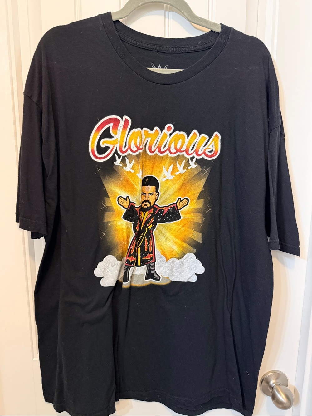 WWE Black 'Glorious Bobby Roode' Graphic Tee with Yellow & Orange Accents